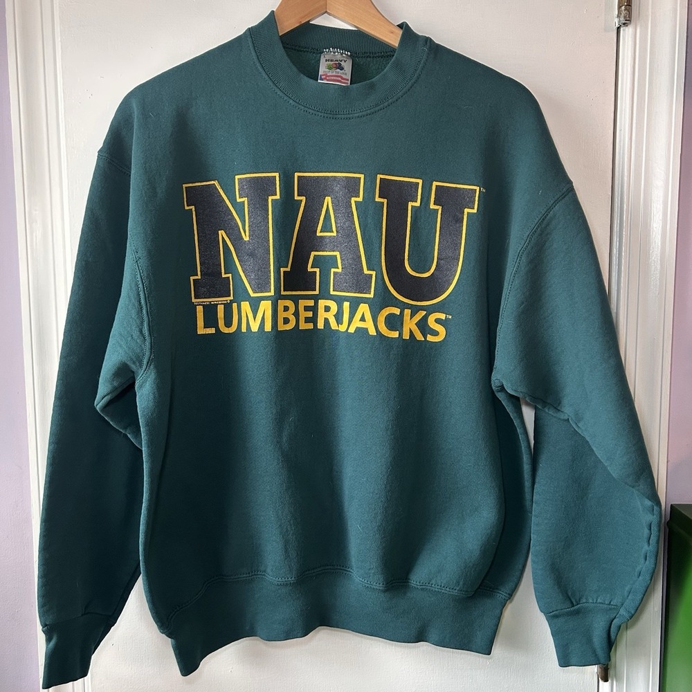 Vintage NAU Lumberjacks Sweatshirt Large Heavy Fruit Of The Loom Teal